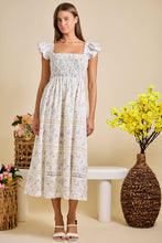 Load image into Gallery viewer, Floral Smocked Maxi Dress – Spring Summer Sundress: IVORY / M
