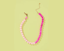 Load image into Gallery viewer, Beaded Necklace - Marbled Dark + Light Pink Beads - Eloise
