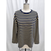 Load image into Gallery viewer, TF26-0464 - Long sleeve stripe tee with pocket: GREY/CREAM STRIPE / S-M-L(3-2-1)
