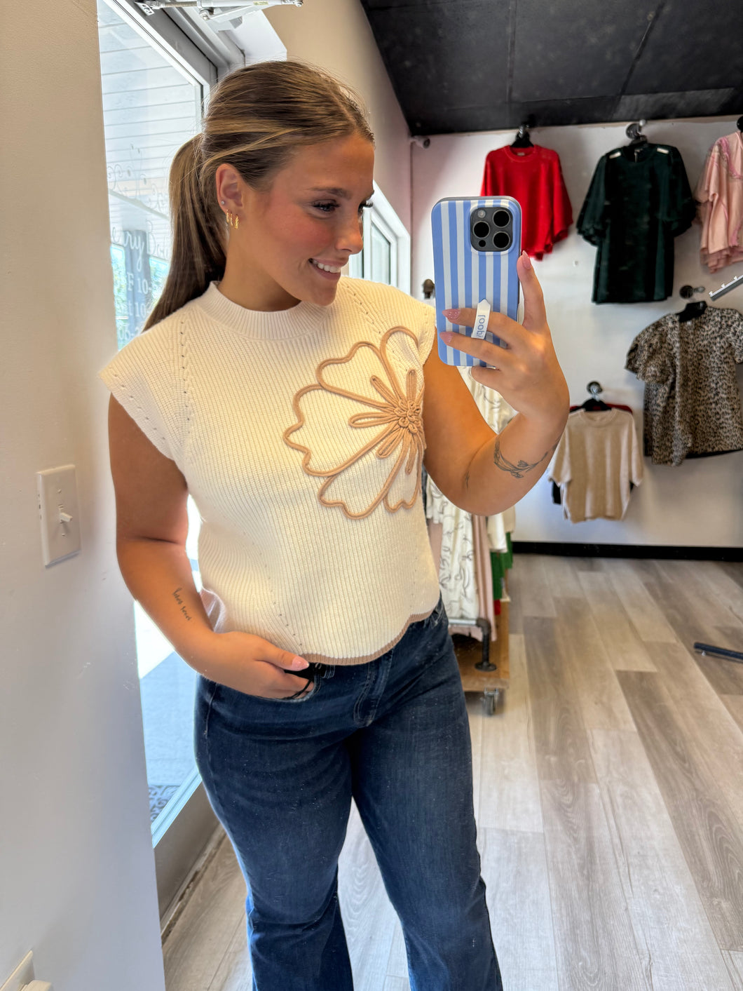 Cream floral top