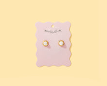 Load image into Gallery viewer, Stud Earrings - 14K Gold-Plated Flowers w/ Pearls - Hampton
