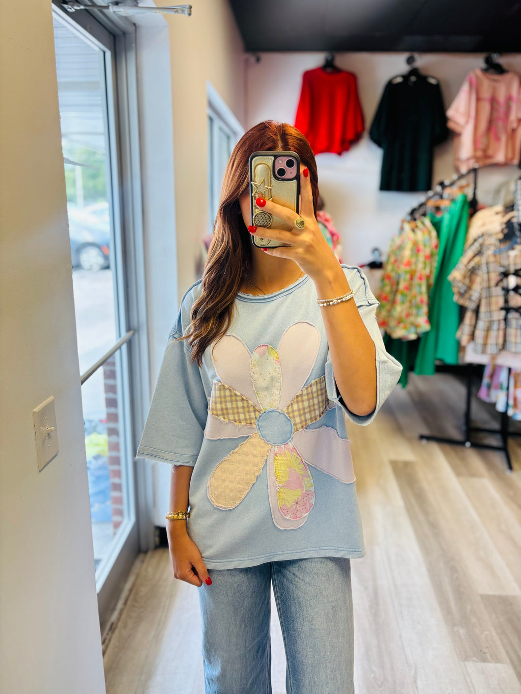 Fabric Flower Short Sleeve