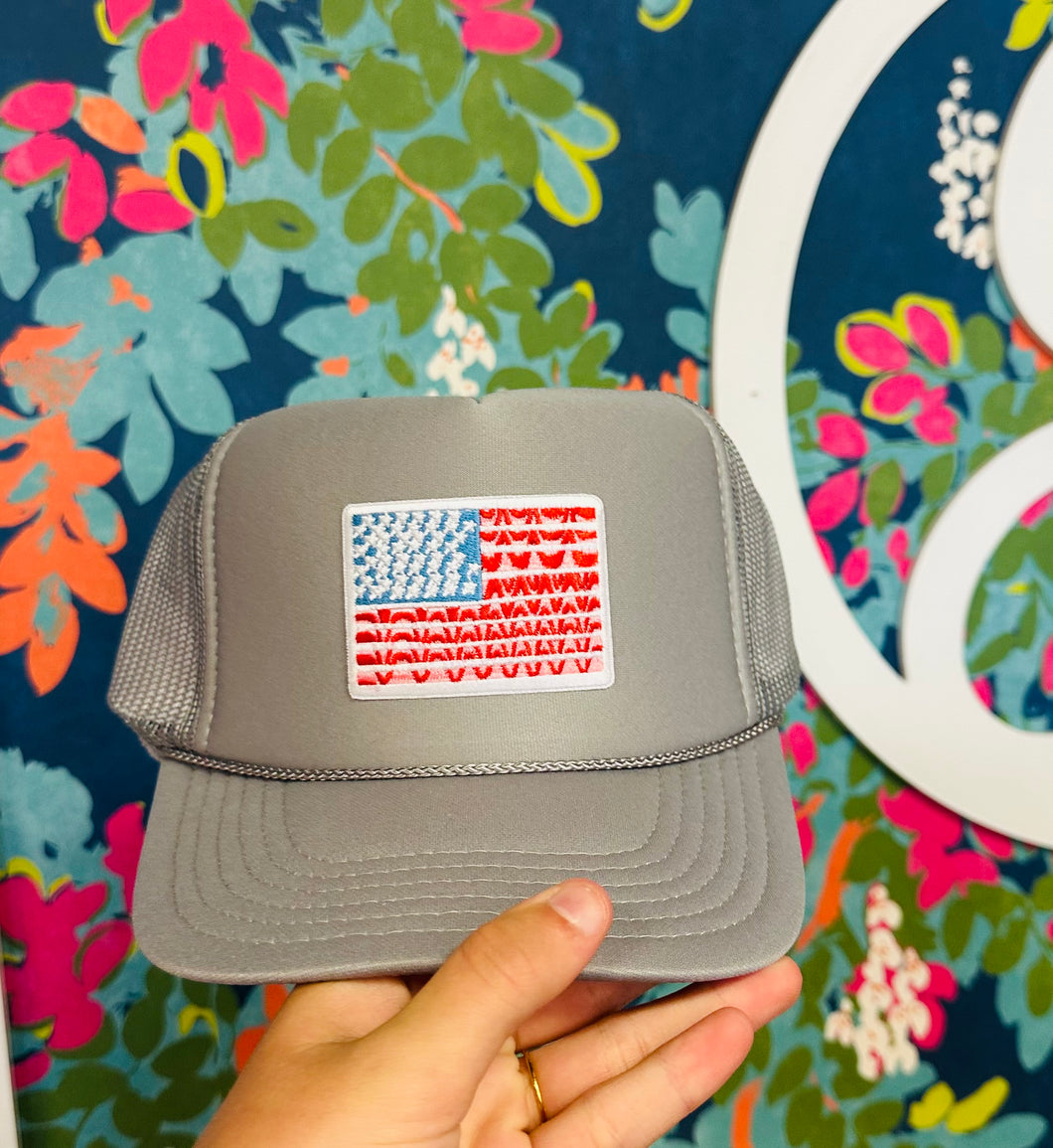 American flag trucker hat