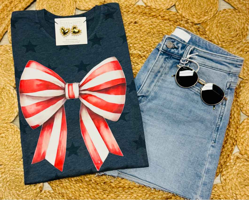 Striped bow tee