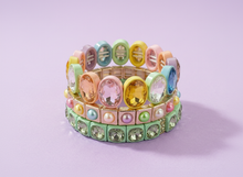 Load image into Gallery viewer, Enamel Stretch Bracelet - Large Oval Rainbow Stones - Olivia
