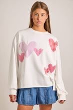 Load image into Gallery viewer, Red Heart Patchwork Sweatshirt – Valentine Pullover: RED / L
