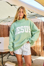 Load image into Gallery viewer, 'JESUS' Embroidered Mock Neck Sweatshirt
