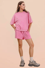 Load image into Gallery viewer, Mineral Washed Knit Casual Top &amp; Shorts: PINK

