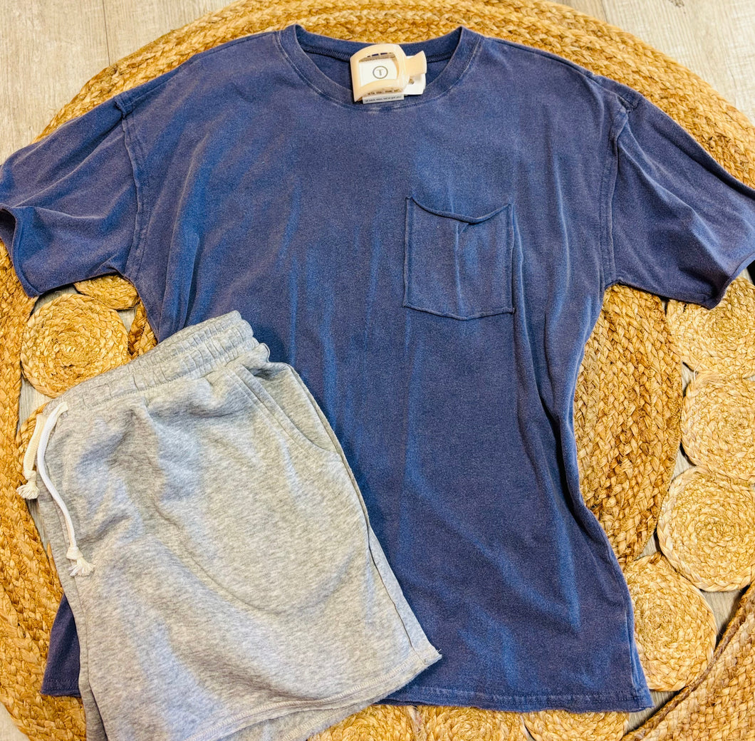 Basic Navy Ash Washed Lounge Tee