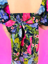 Load image into Gallery viewer, Maxi Puffy Sleeve Navy Floral Dress
