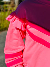 Load image into Gallery viewer, Pink ruffle crew ft. hot pink stripes
