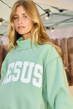 Load image into Gallery viewer, 'JESUS' Embroidered Mock Neck Sweatshirt
