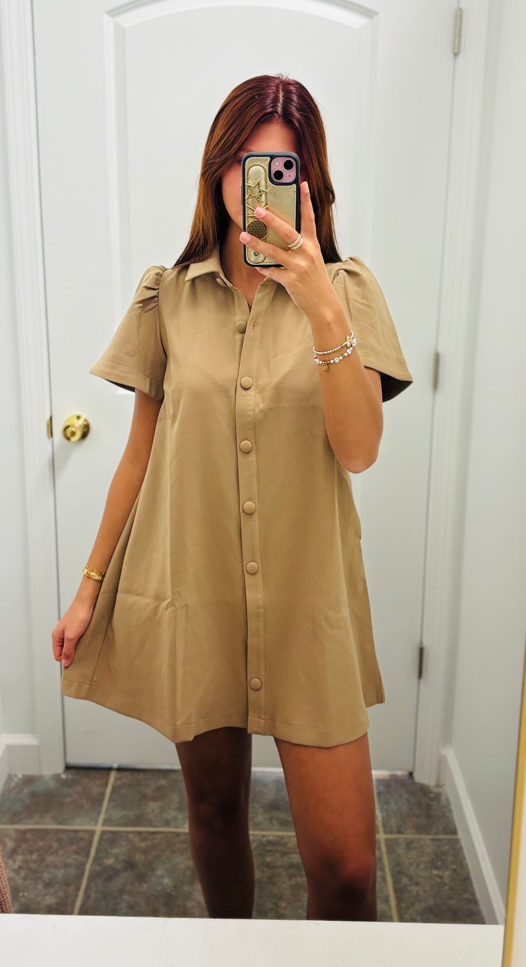 Taupe button down dress