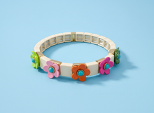 Load image into Gallery viewer, Enamel Stretch Bracelet - Flowers - Poppy - Assorted Colors: Gold w/ Gold Flowers
