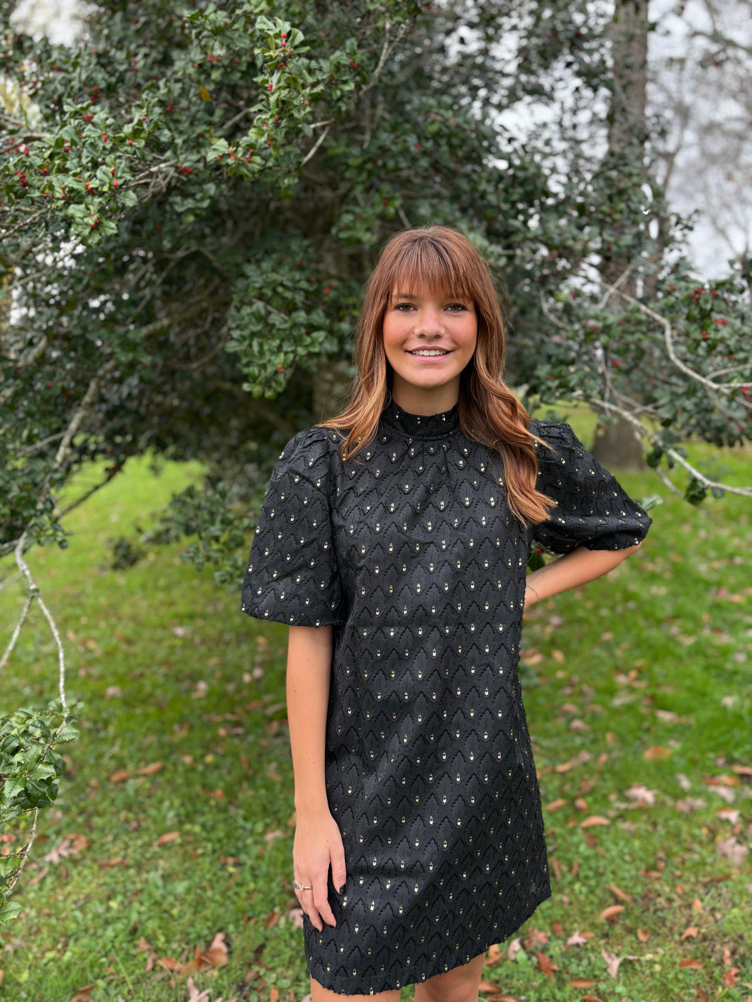 Black and gold holiday dress