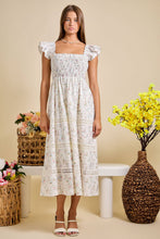 Load image into Gallery viewer, Floral Smocked Maxi Dress – Spring Summer Sundress: IVORY / M
