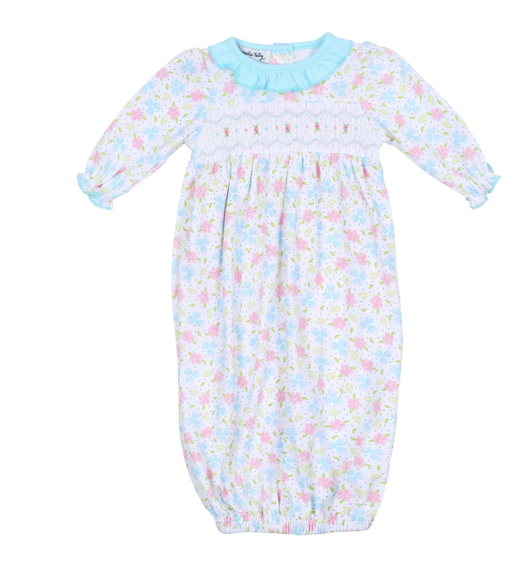 Natalie's Classics Smocked Print Gathered Gown