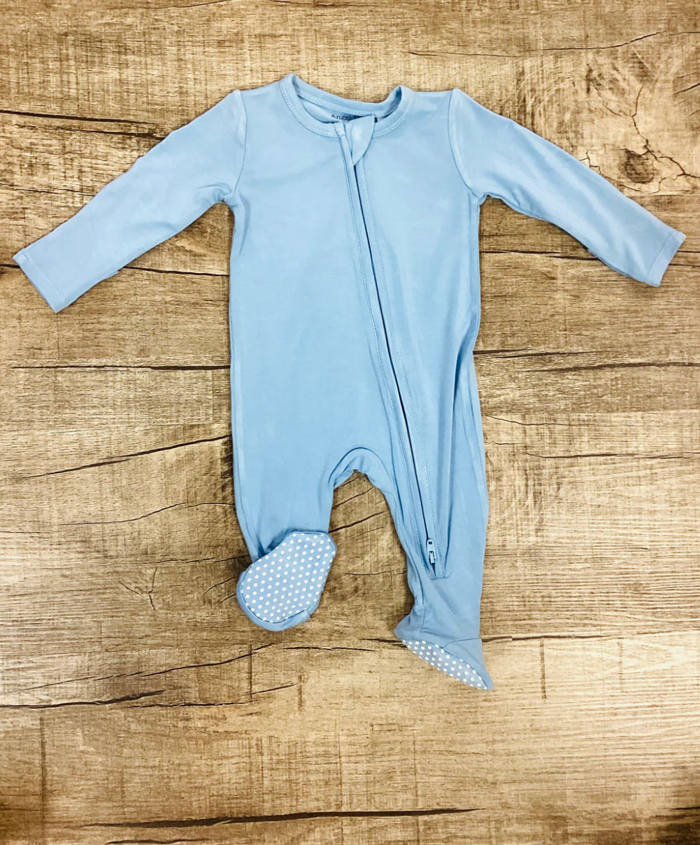 2 WAY ZIPPER FOOTIE - LT BLUE ( CERULEAN)