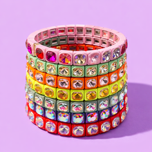 Load image into Gallery viewer, Enamel Stretch Bracelet - Small Gems - Zoe - Assorted Colors: Pink
