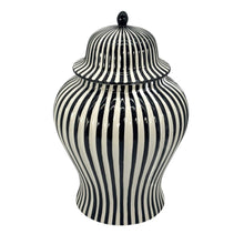 Load image into Gallery viewer, Black &amp; White Candy Cane Striped Ceramic Vase 18"
