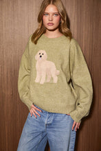Load image into Gallery viewer, Goldendoodle Dog Graphic Oversized Crew Neck Sweater: OLIVE / L
