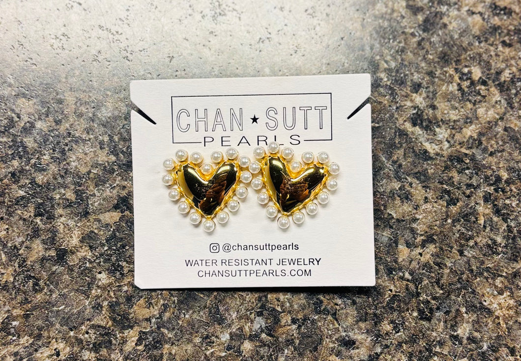 Chan Sutt Heart Pearl Earrings