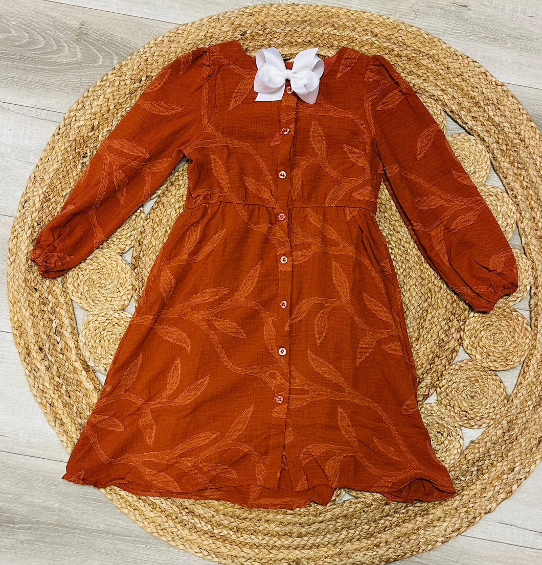 Burnt orange printed dress