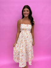 Load image into Gallery viewer, Scallop Edge Tie Shoulder Floral Midi Dress
