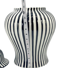 Load image into Gallery viewer, Black &amp; White Candy Cane Striped Ceramic Vase 18"
