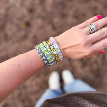 Load image into Gallery viewer, Enamel Stretch Bracelet - Flowers - Poppy - Assorted Colors: Gold w/ Gold Flowers
