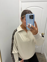 Load image into Gallery viewer, Leopard Trim Polo Sweatshirt
