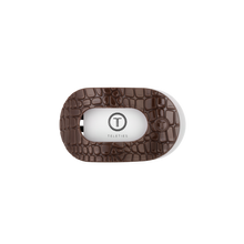 Load image into Gallery viewer, Brown Crocodile Small Flat Round Hair Clip
