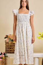 Load image into Gallery viewer, Floral Smocked Maxi Dress – Spring Summer Sundress: IVORY / M
