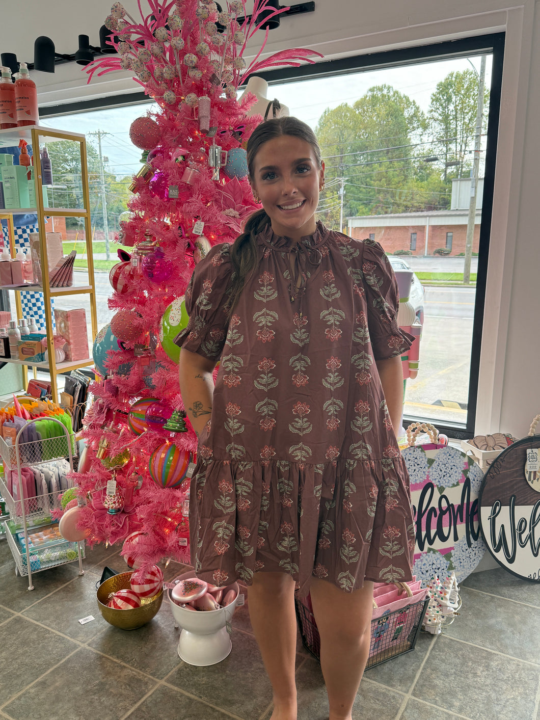 Autumn bloom ruffle dress