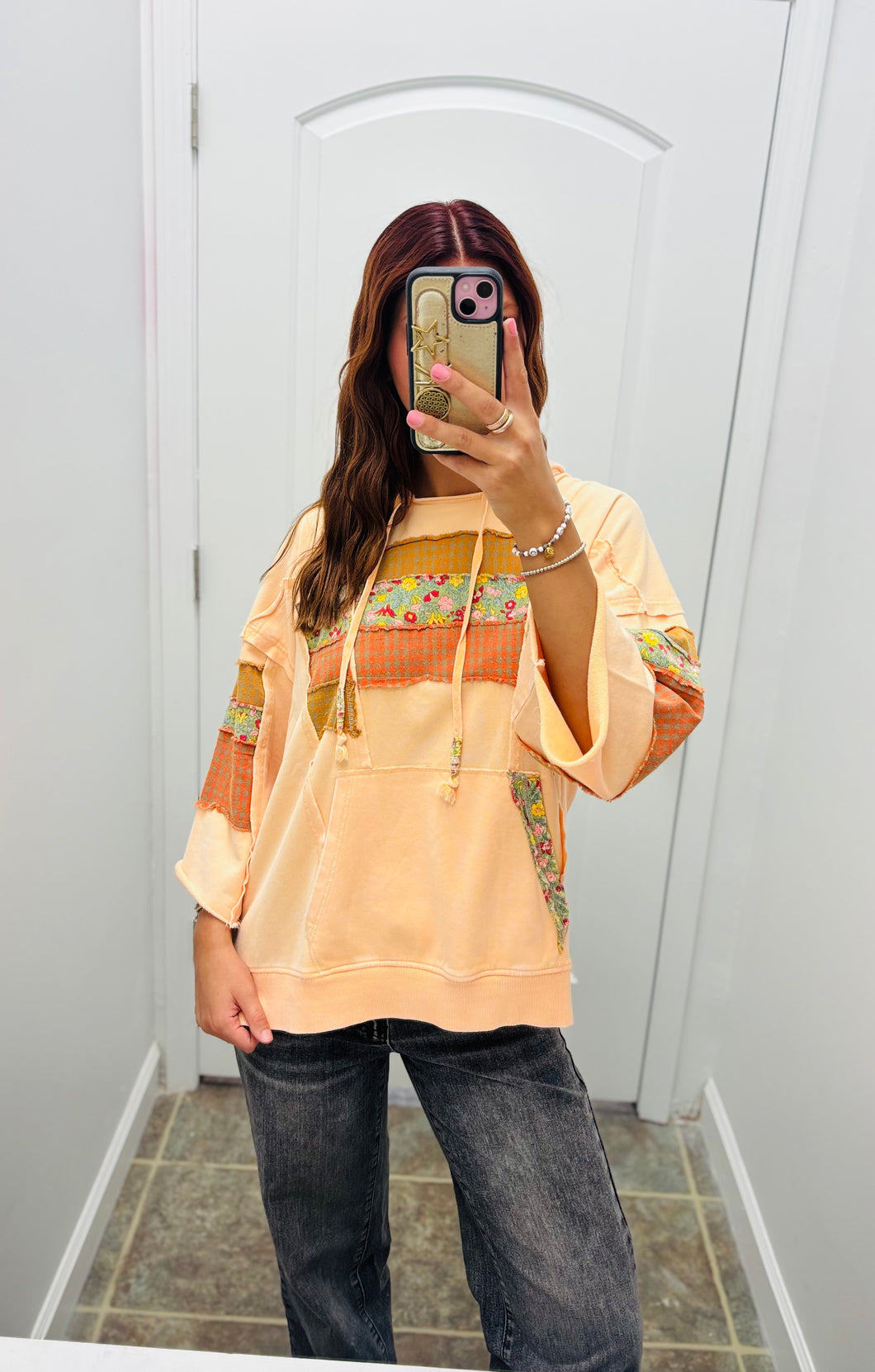 Cantaloupe patchwork top