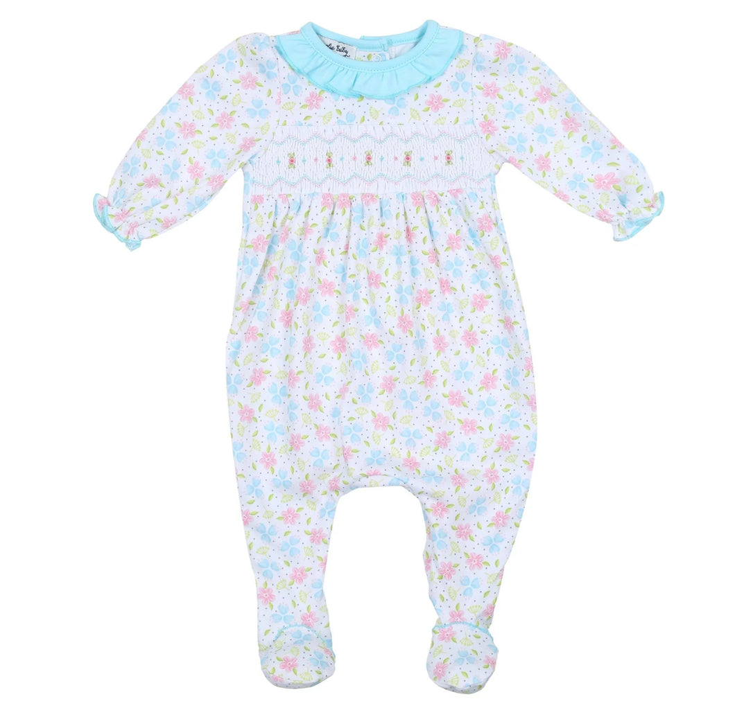 Natalie's Classics Smocked Print Girl Footie