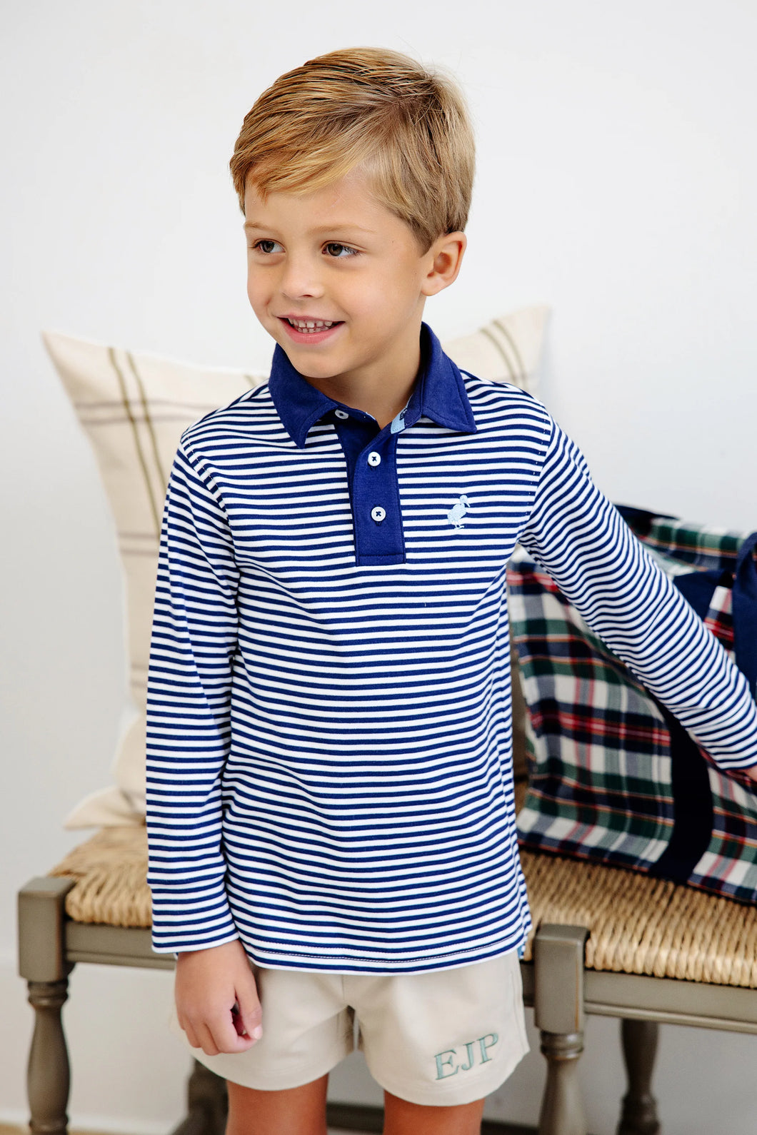 Long Sleeve Prim & Proper Polo & Onesie
Nantucket Navy Stripe with Beale Street Blue