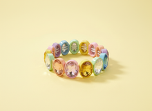 Load image into Gallery viewer, Enamel Stretch Bracelet - Large Oval Rainbow Stones - Olivia
