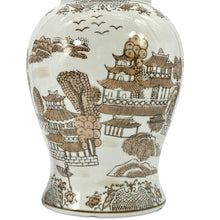 Load image into Gallery viewer, Brown &amp; White Landscape Chinoiserie Ginger Jar 14"
