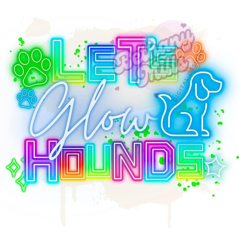 White Tee Lets Glow Hounds Neon Letters