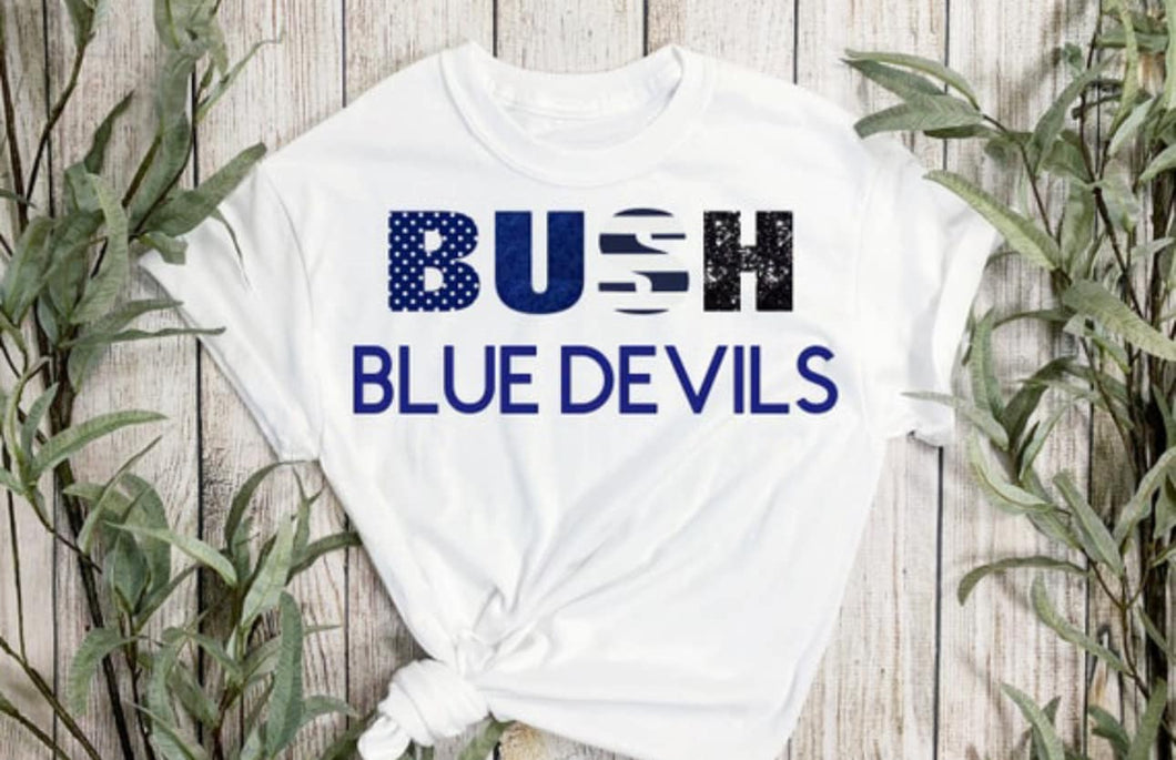 Bush Blue Devils White Soft tee