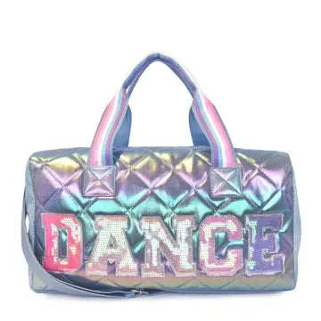 'dance' Sequins Metallic Quilted Large Duffle Bag