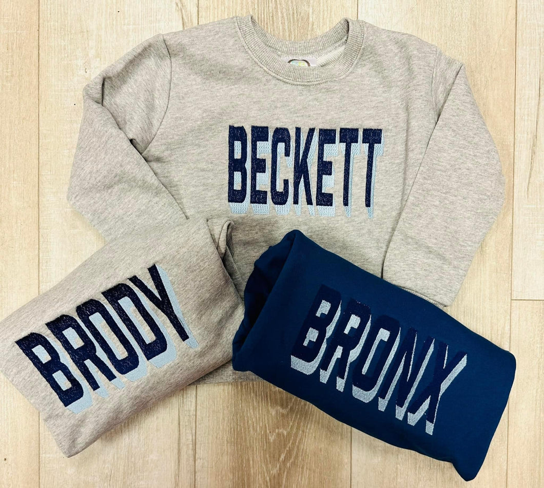 Boys Block Double Stack Crewneck