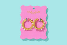 Load image into Gallery viewer, Hoop Earrings - Medium - Gold-Plated Hoops w/ Pearls - Lola
