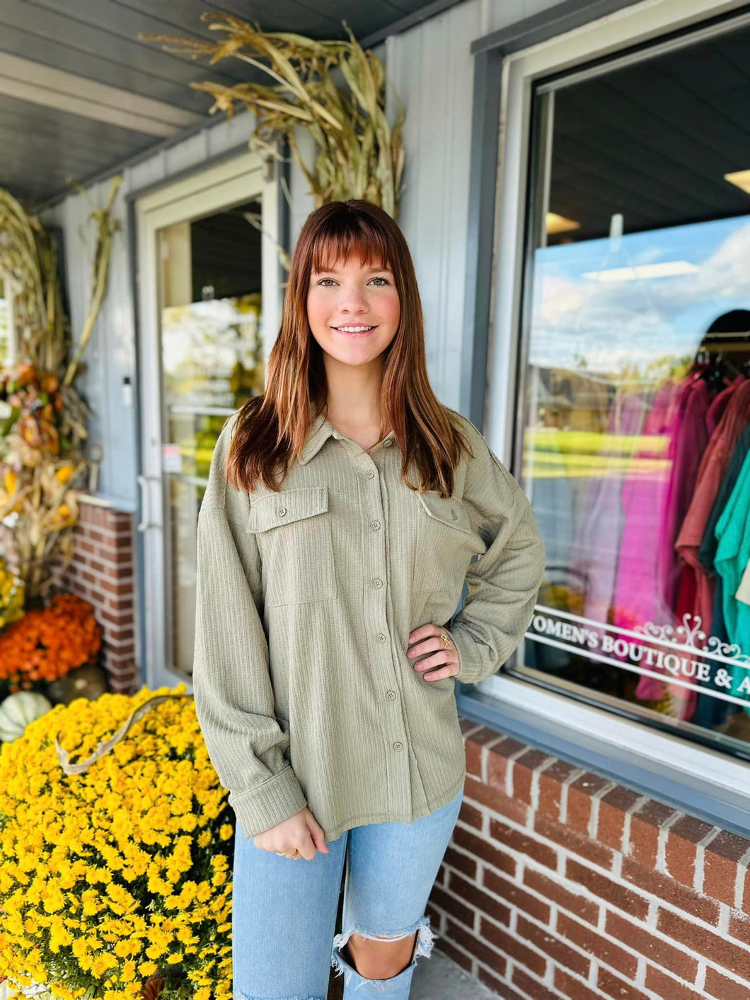 Olive Green Button Down