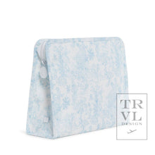 Load image into Gallery viewer, Roadie Large - Bunny Toile Blue Zip Pouch

