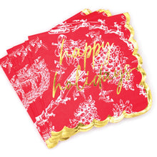 Load image into Gallery viewer, Red Toile Paper Beverage Napkin Packs
