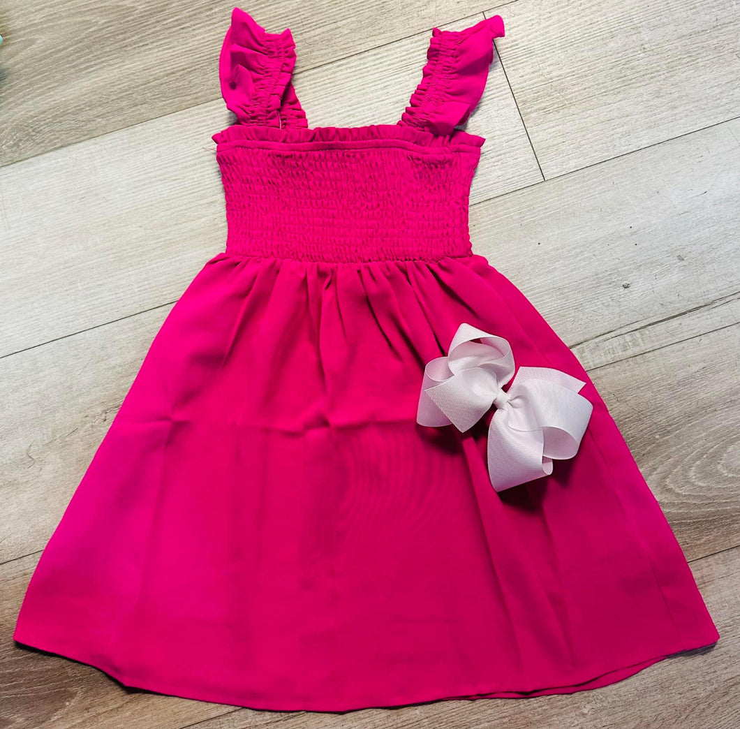 hot pink solid woven midi dress