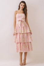 Load image into Gallery viewer, Floral Print Square Neck Tiered Ruffle Midi Dress
