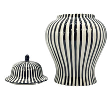 Load image into Gallery viewer, Black &amp; White Candy Cane Striped Ceramic Vase 18"
